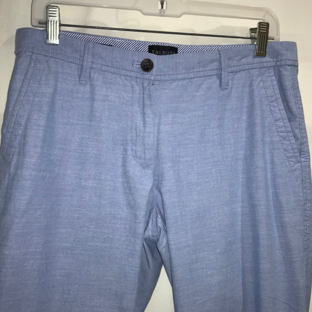 Talbots Relaxed chino pants Sz 6P chambray cotton pockets zip / button - Picture 4 of 9